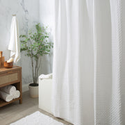 WAFFLE SHOWER CURTAIN 100% COTTON WHITE 350 GSM